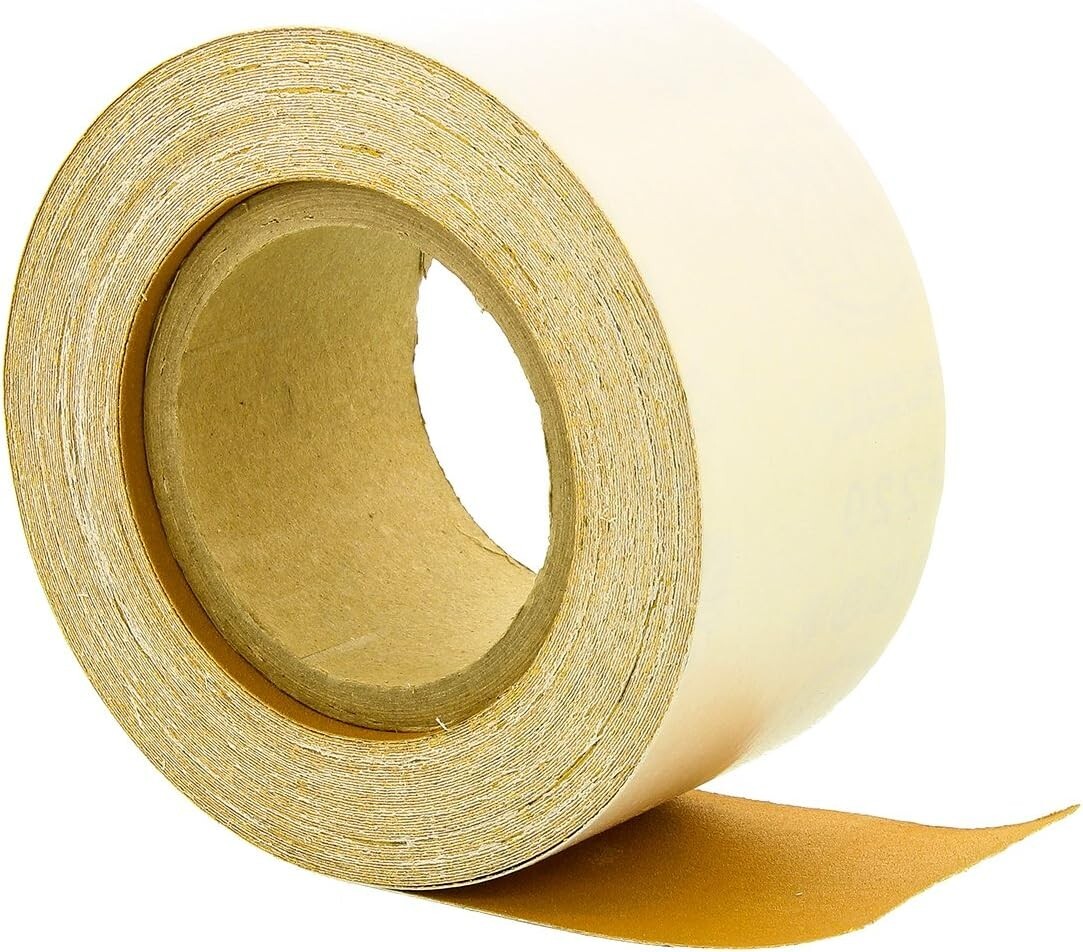 Gold 180 Grit PSA Sandpaper Roll: 20 Yards, Self-Adhesive for Wood & Auto
