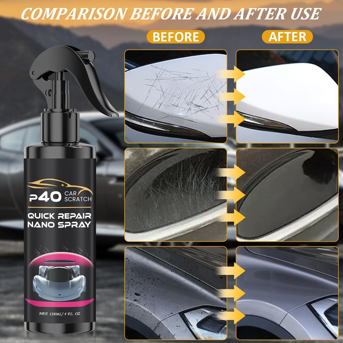 2Pcs P40 Car Scratch Quick Repair Nano Spray,Quick Paint Restoration,Instant …