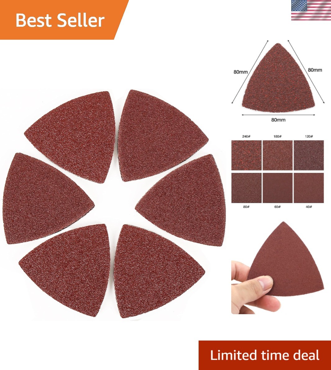 100pcs 3-1/8 Inch Triangle Sanding Pads – Grit for Professional Finish