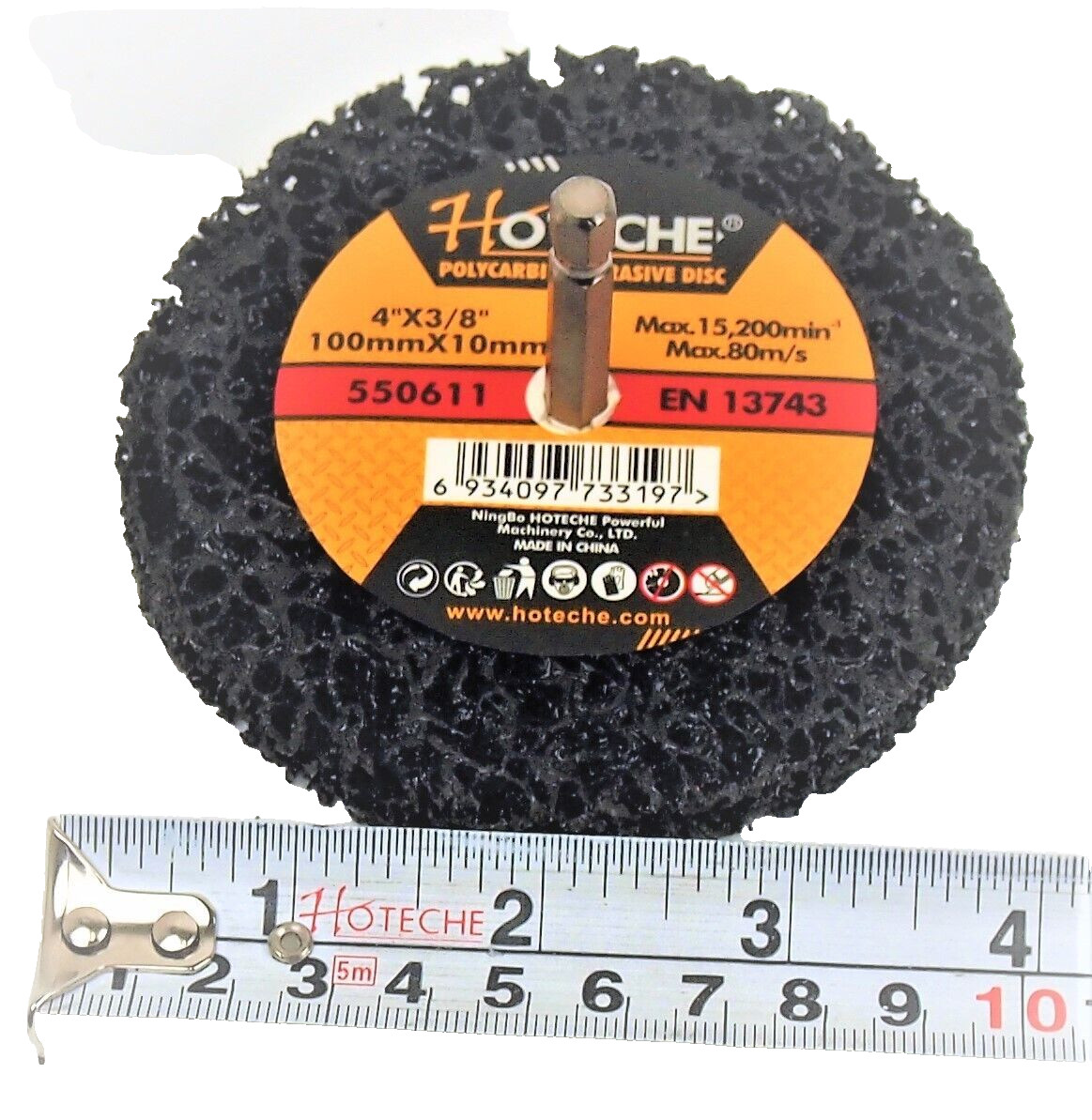 2PC 4″ Shaft Mounted Polycarbide Abrasive Strip Wheel Paint Rust Flaking Removal