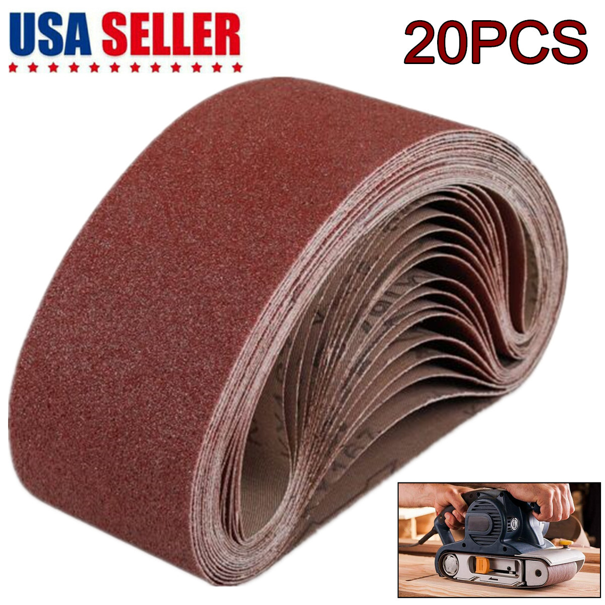 20PCS 3×21 in Sanding Belts 40 60 80 120 150 240 400 Grit Belt Sander Sandpaper