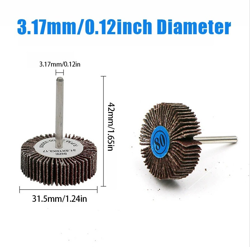 10pcs 80 Grit Sanding Flap Wheel Discs with 3mm Shank for Rotary Tools – NEW