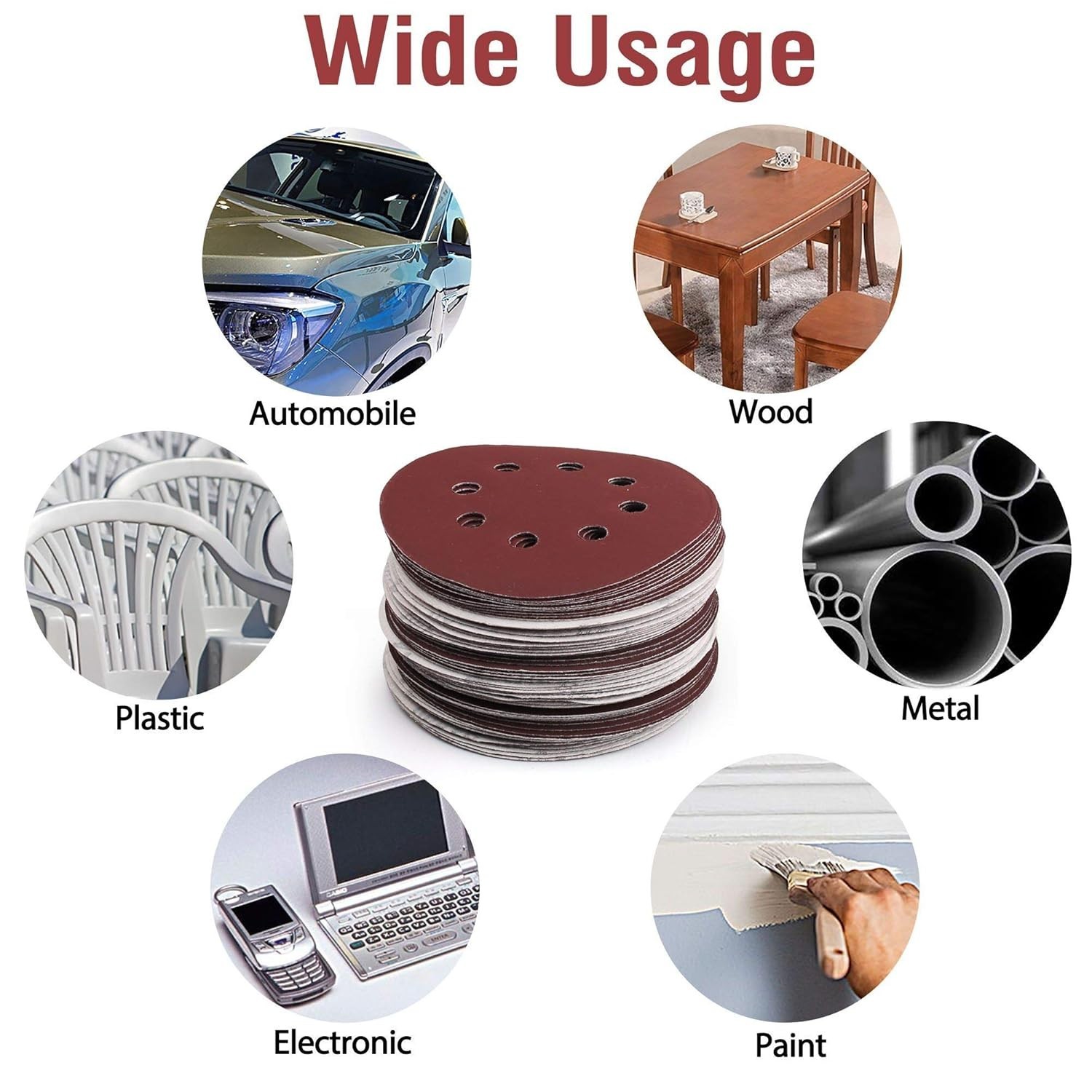 Aluminum Oxide Sandpaper Assortment – 70 PCS 5 inch Discs for Various Surfaces