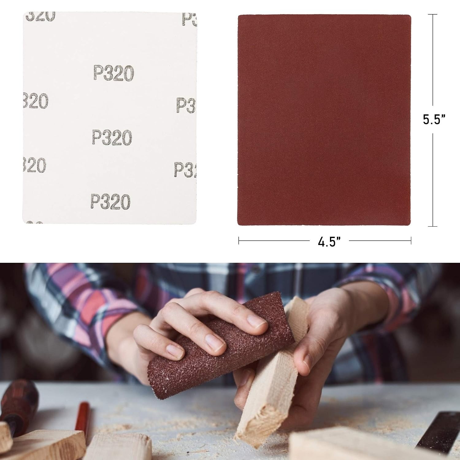 Palm Sander Sandpaper Sheets 60 80 120 180 240 320 400 Grit 50PCS 1/4 Sheet