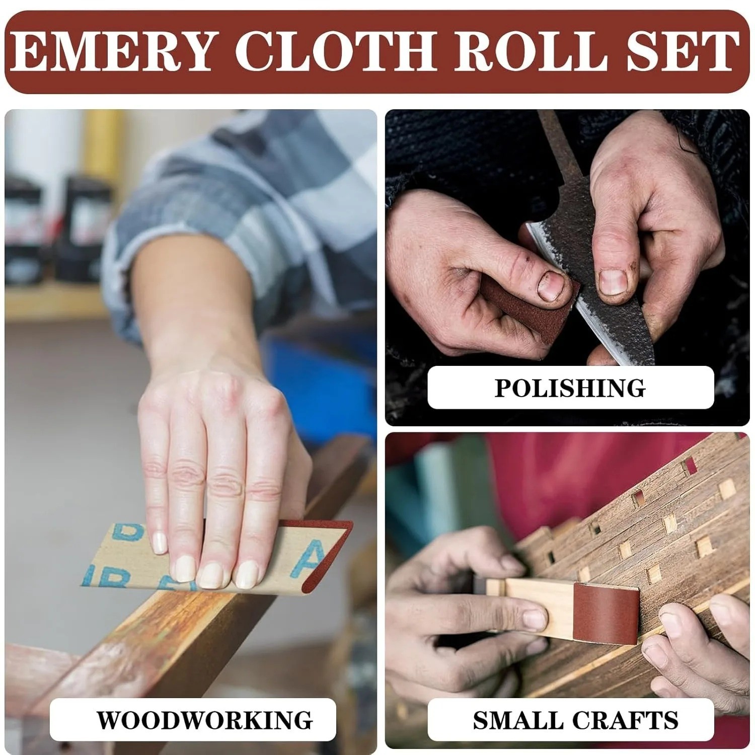1 Inch x 5M Emery Cloth Roll Sandpaper Roll for Wood Metal Polishing Detailing
