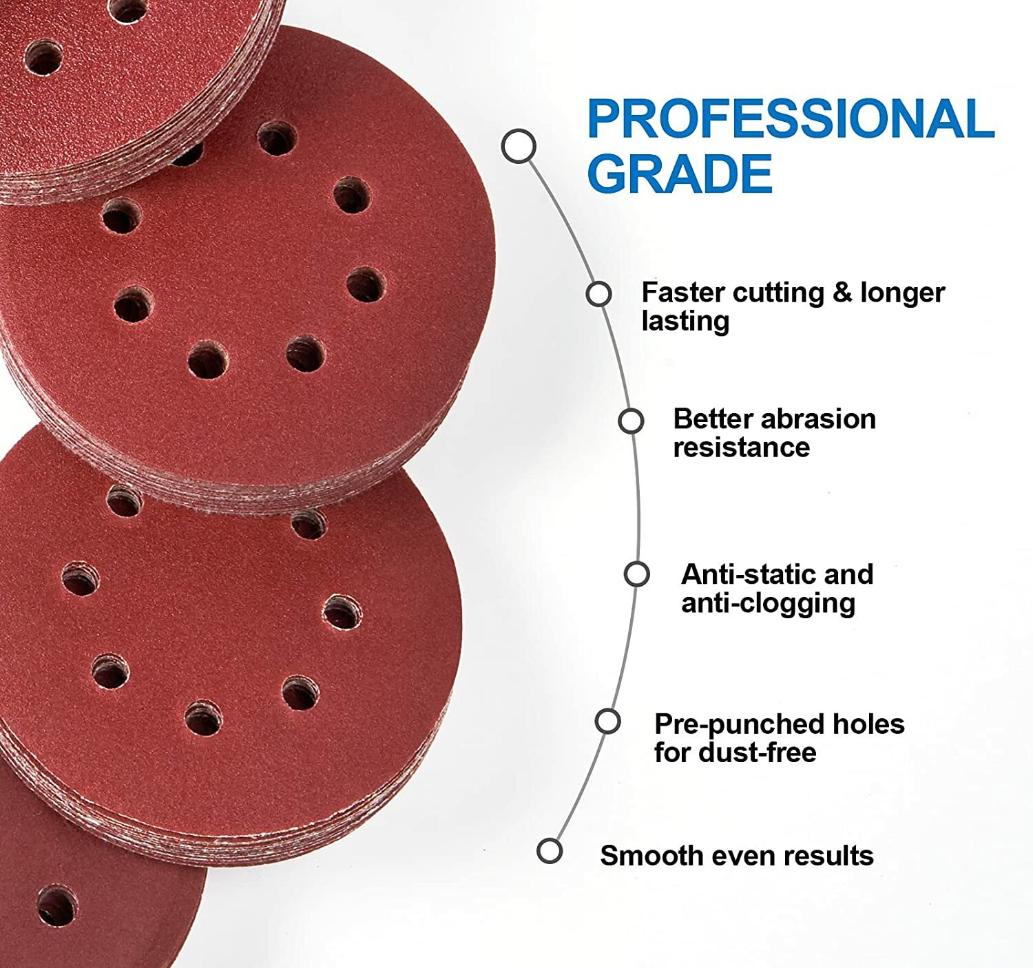 5 inch Sanding Discs 1500 Grit Hook Loop 8-Hole Orbital Sander Paper Sandpaper