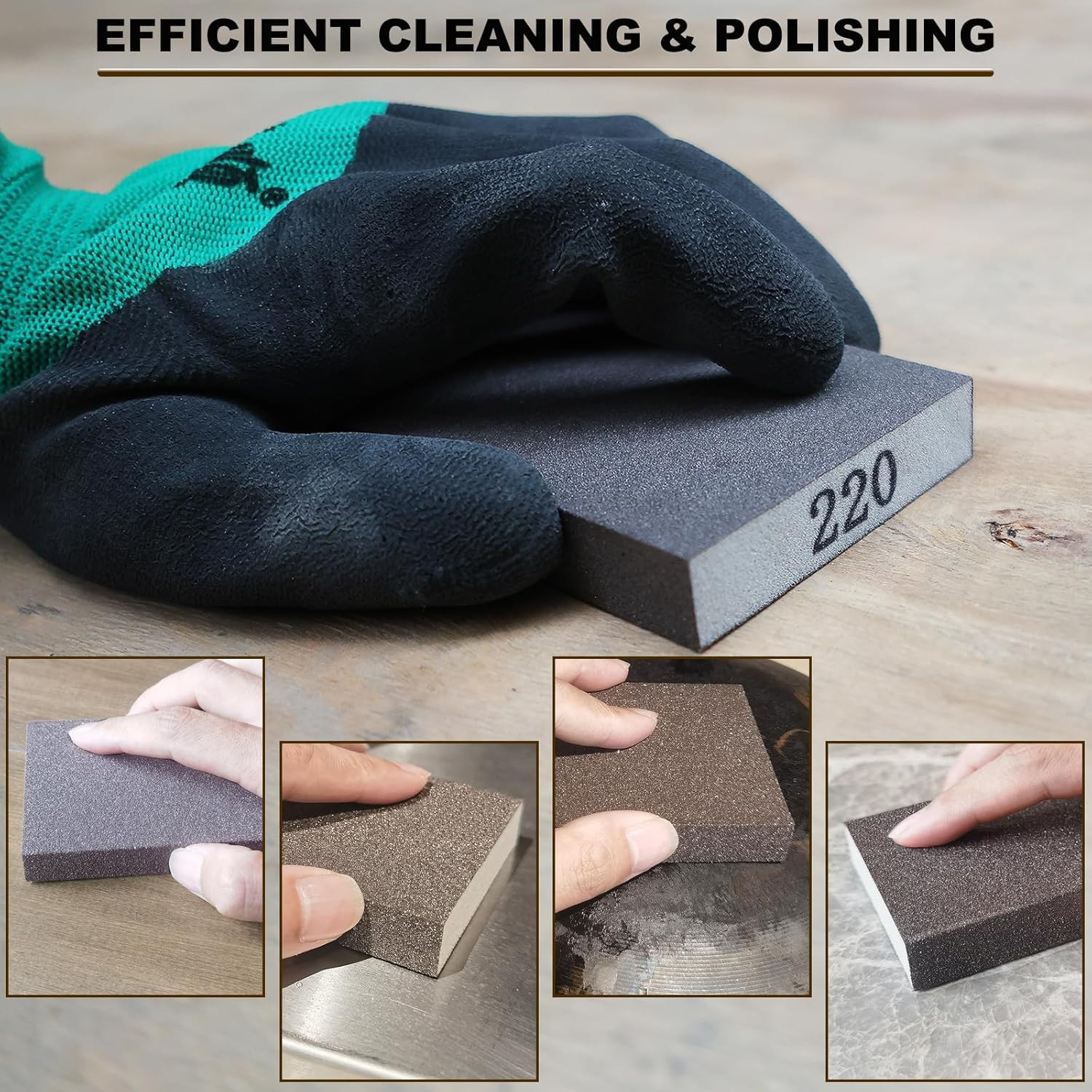 4 Esponjas Lija Mano Set 120 220 320 400 Grit Bloques Para Madera Metal Seco