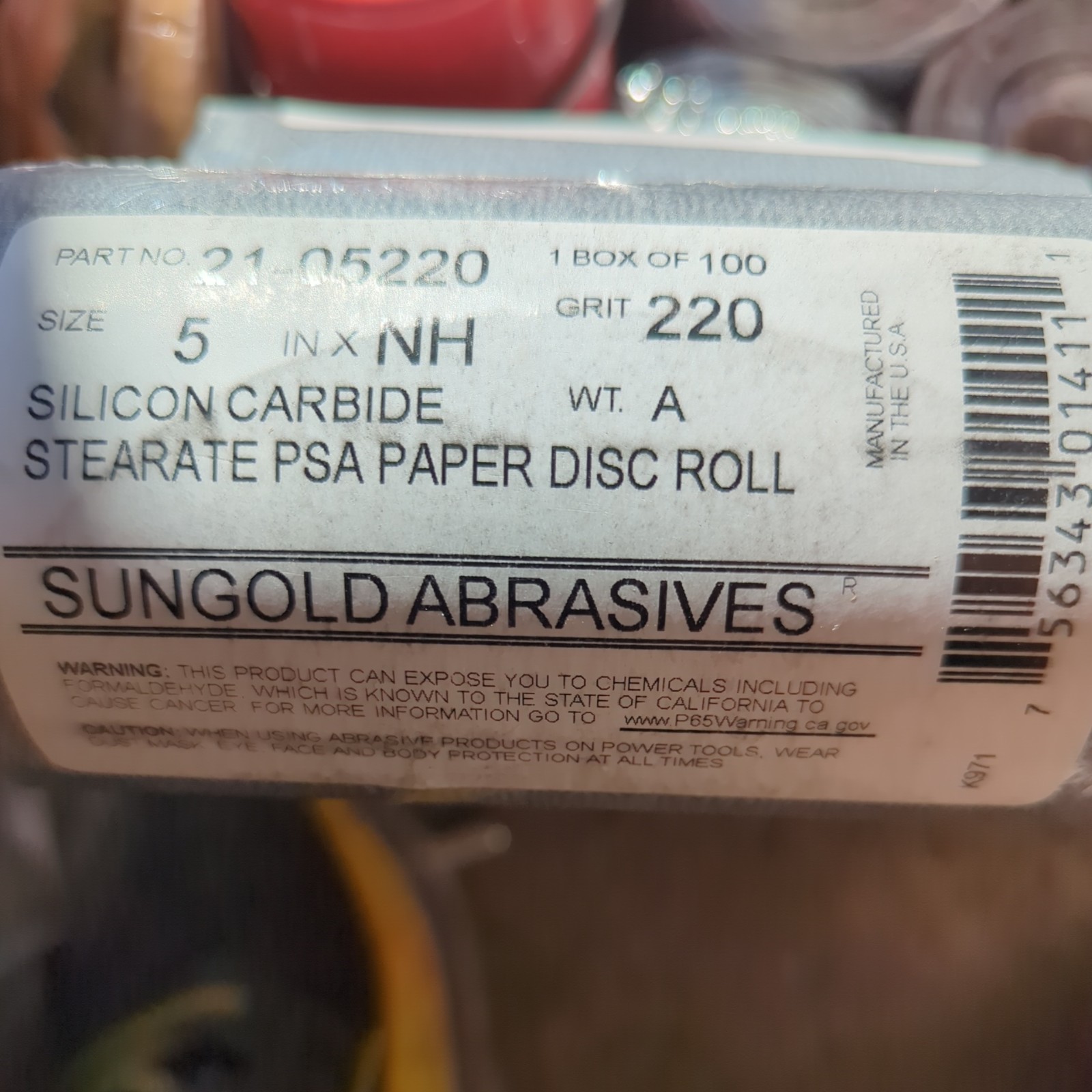 Sungold Abrasives 21-05220 grit 220 5″ disk roll of 100