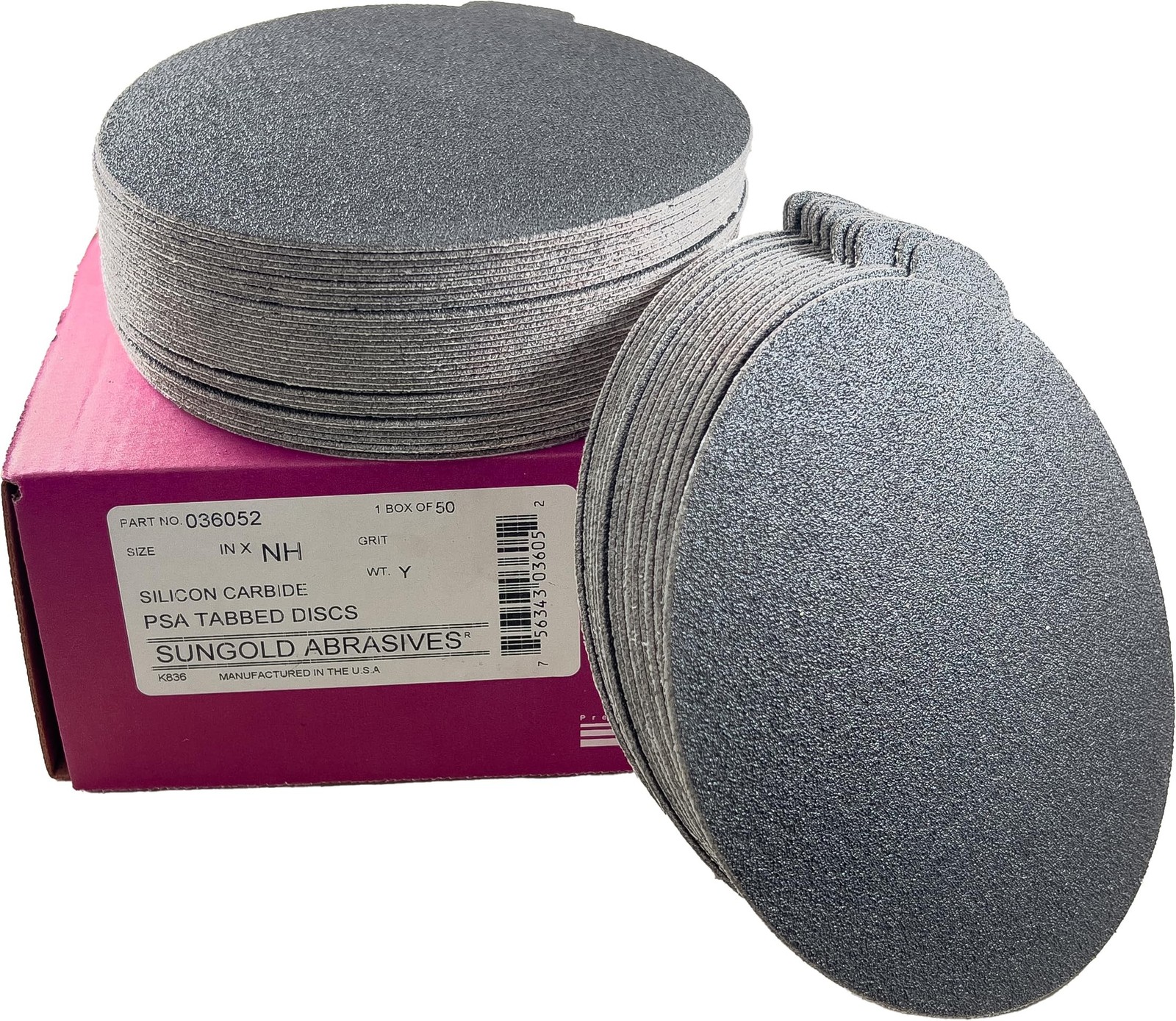 Sungold Abrasives 020068 5″ 80 Grit Psa Sanding Discs Silicon Carbide Cloth F…