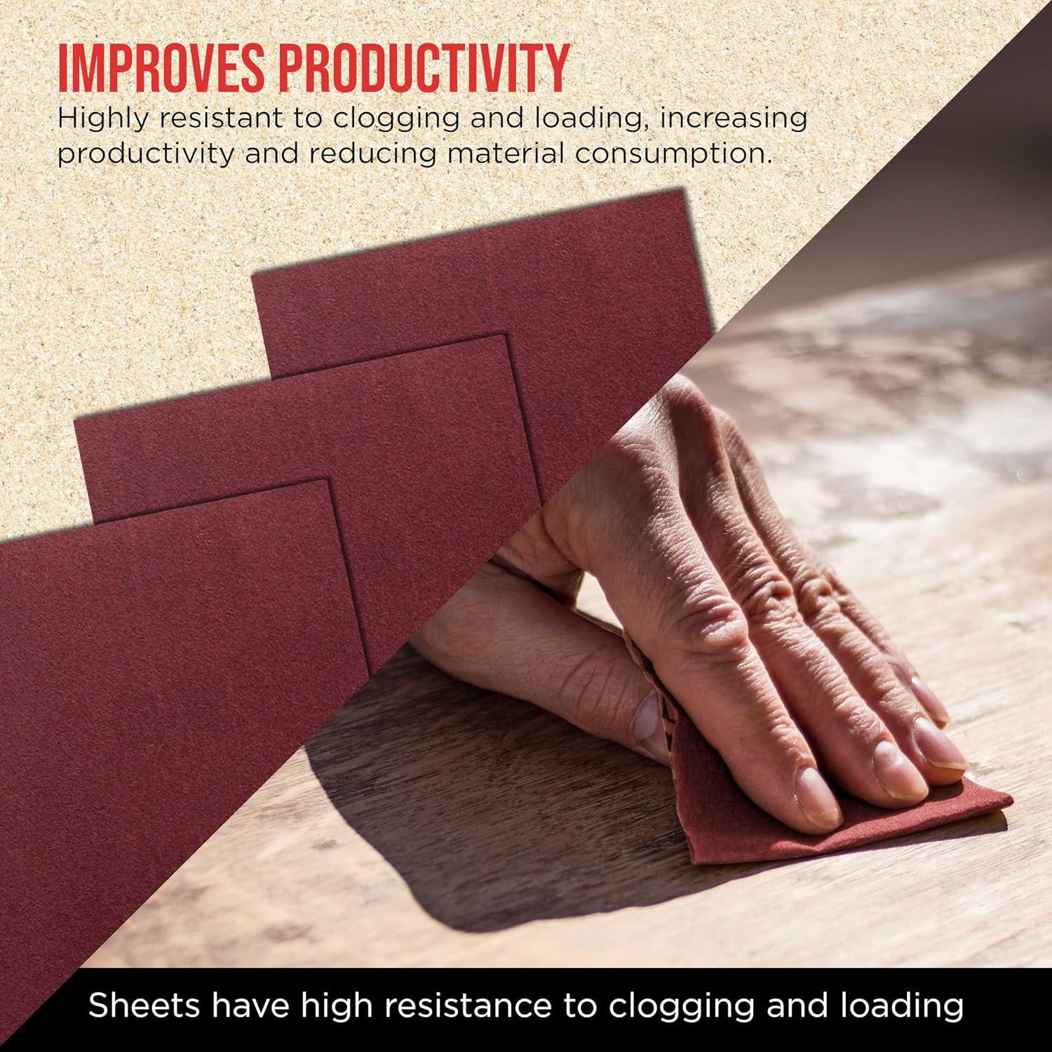 Premium Red 220 Grit 1/4 Sheet Size Red Sanding Sheets, Box