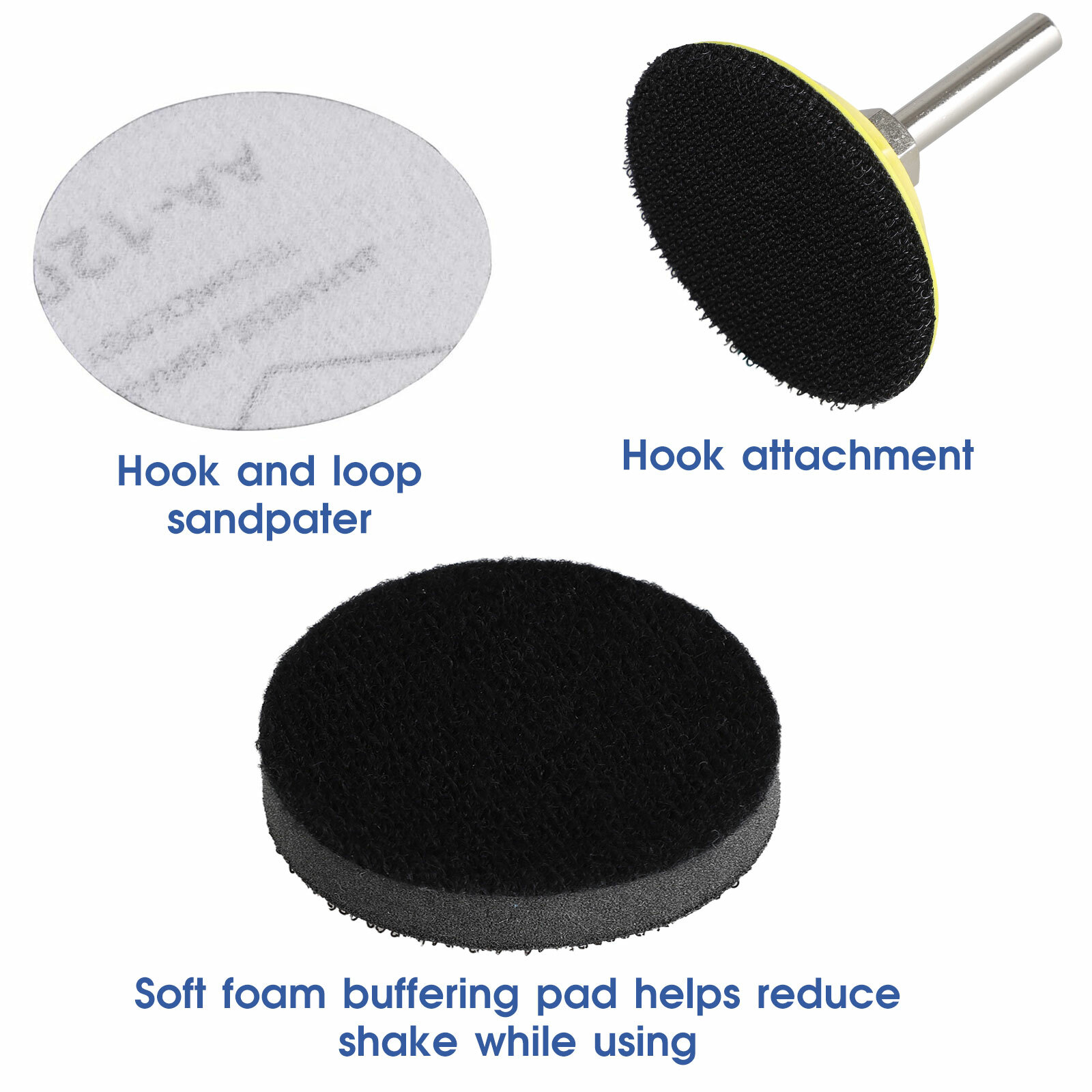 100PCS 2″ Sanding Disc Sand Paper Hook Loop Sander+Backer Pad+M6 Drill Adapter