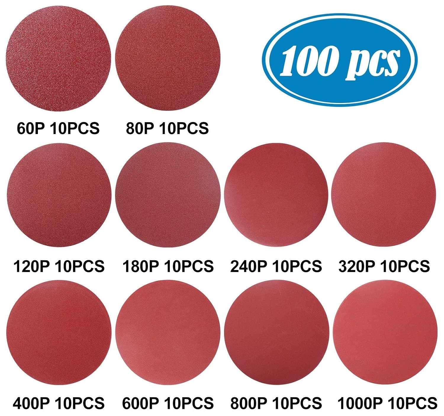 PSA Sanding Discs 6 Inch 100 PCS 60 80 120 180 240 320 400 600 800 1000 Grit …