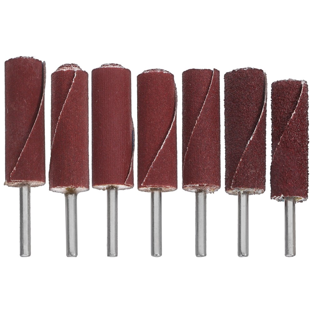7Pcs Reusable Sanding Drum Kit Cylinder Head Porting Kit Dark Red Polishing Tool
