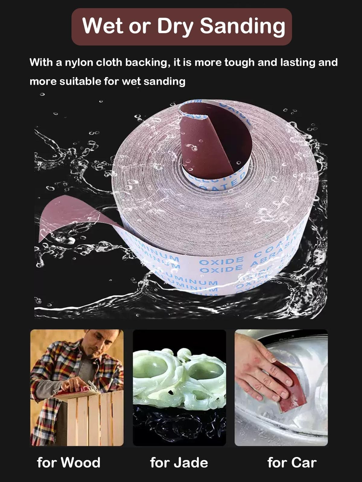 Sandpaper Roll 6 Grits 1in x 19.7ft Emery Cloth Wet Dry Wood Metal Furniture Dis