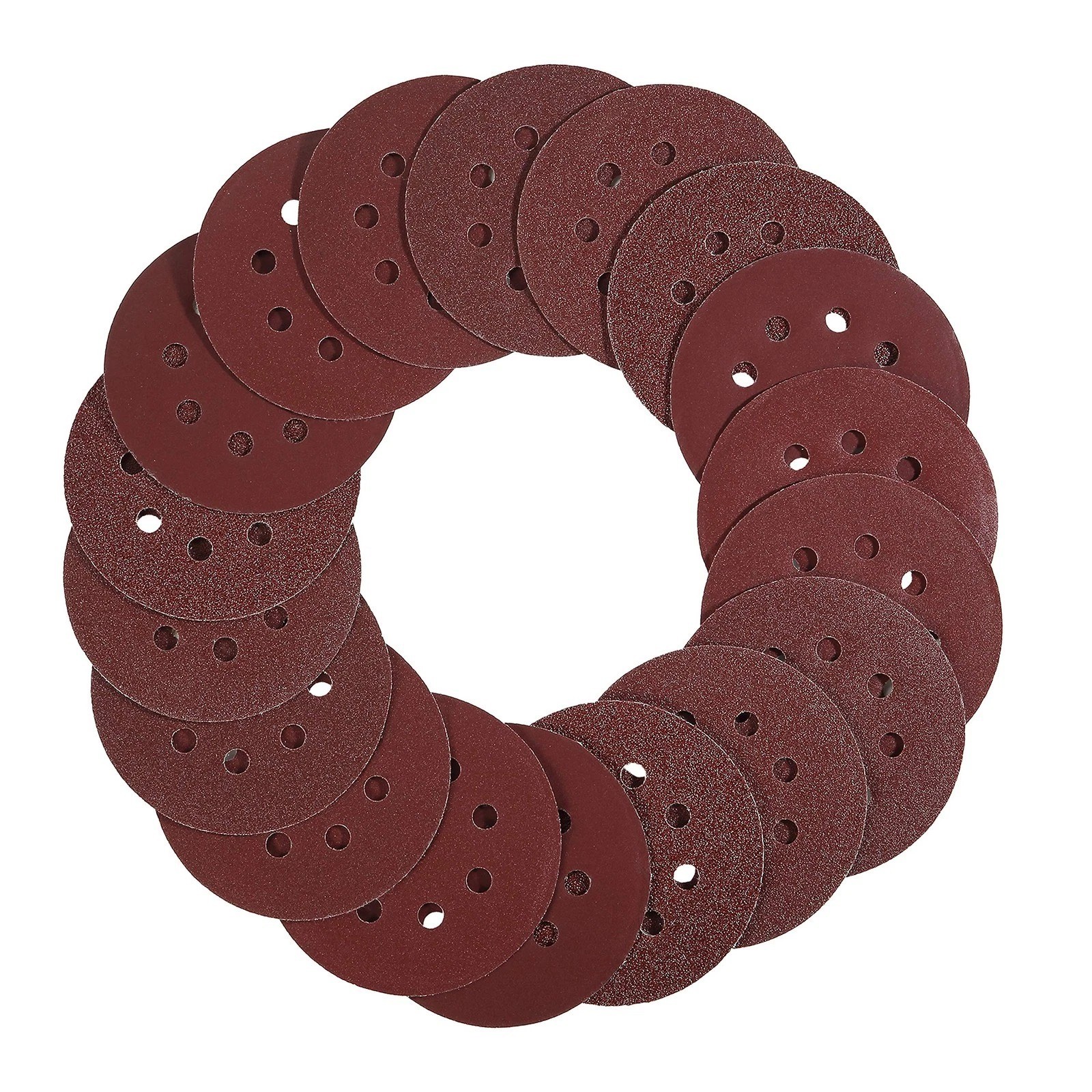 30Pk 5″ 8-Hole Sanding Discs Hook and Loop Round Sandpaper Orbital Sanding Pads