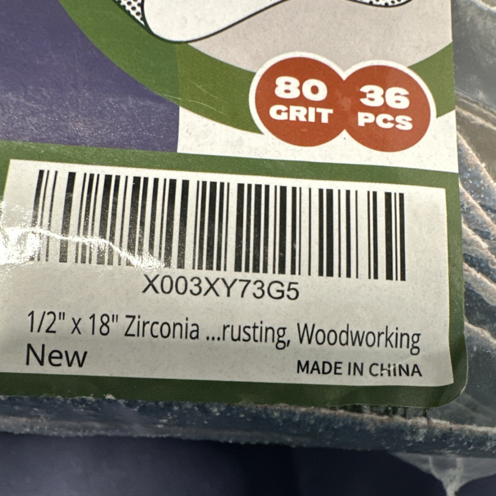 Prasticle 1/2″ x 18″ Zirconia Sanding Belts 80 Grit 36pcs Woodworking Blue