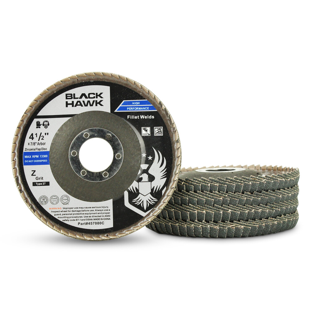 5 Pack – 4.5″ x 7/8″ Zirconia Curved Edge Flap Discs for Fillet Weld and Corners