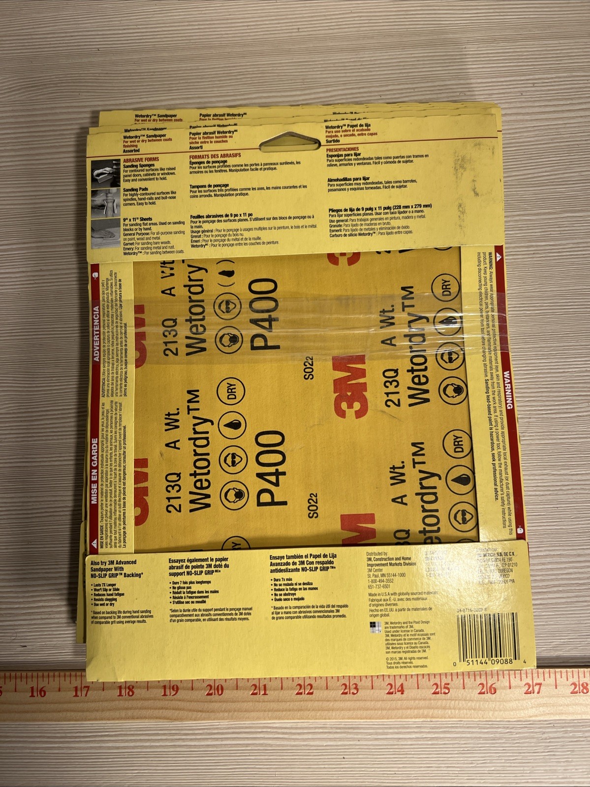 3M Silicon Carbide Assorted Sandpaper 9088NA Very Fine Extra Fine Super Fine 5pc