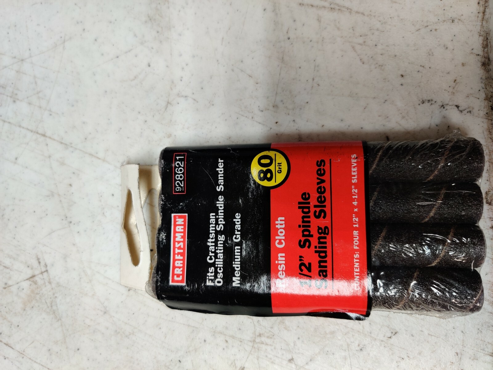 NOS Sears Craftsman resin Cloth Sanding Sleeves med 80 Grit 1/2″ / 4 1/2″ 4 pack
