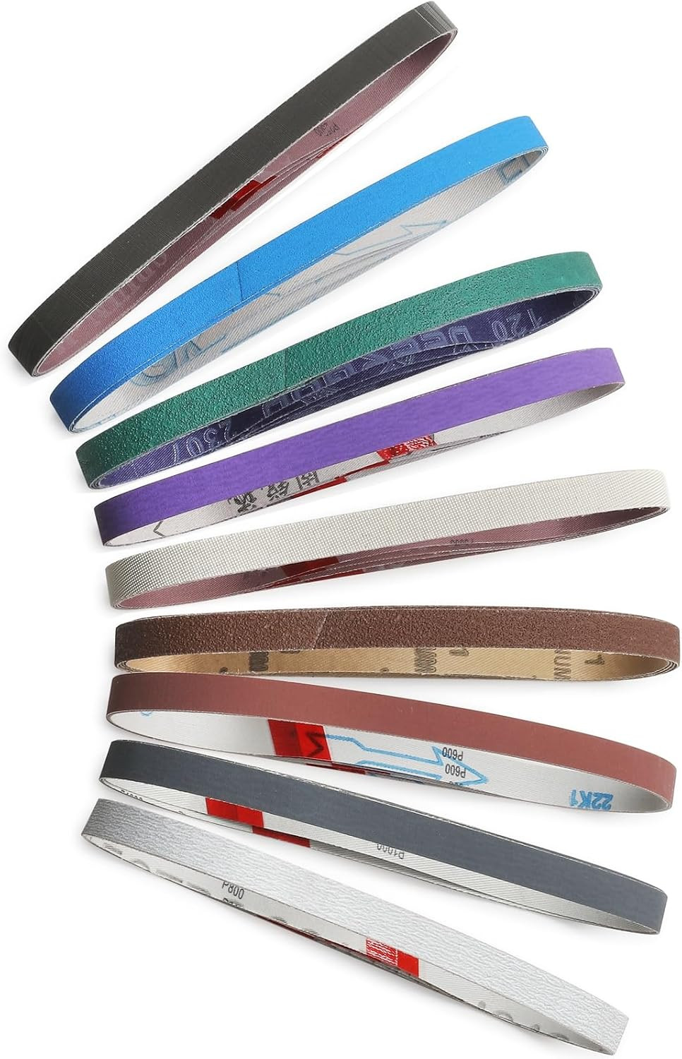 36 Pcs 1/2″ x 18″ Sanding Belts Set, 4 Each of 80/120/240/400/600/800/1000/2500/