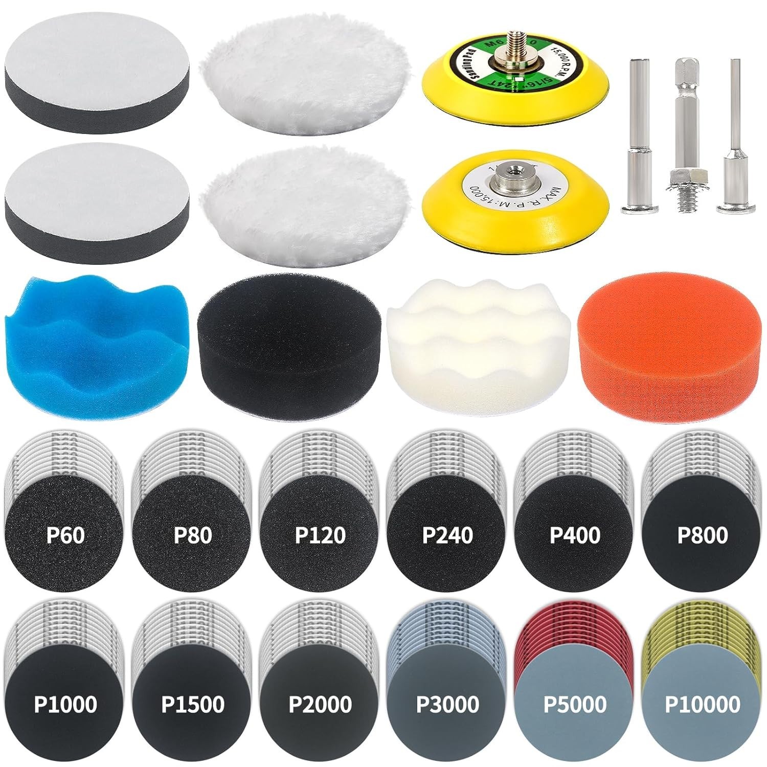 133 PCS Sanding Disc Drill Kit for Optimal Car, Wood & Glass Finishing