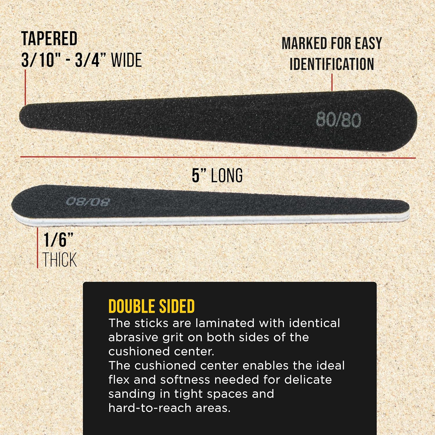 Sanding Sticks and Polishing Sticks for Plastic Models, Pack of 20-2 Each of 10