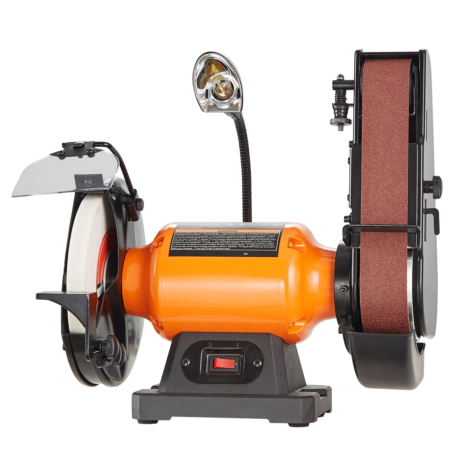 VEVOR Belt Grinder Sander Combo 8″ Bench Grinder and 2″x 28″ Belt 2.5A 3600RPM