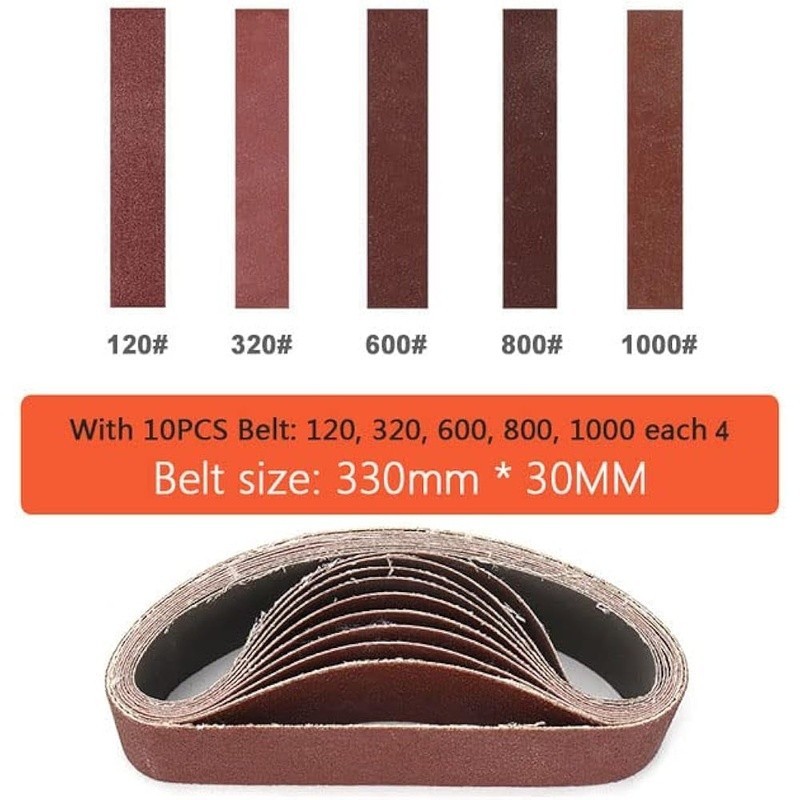 20Pcs 1.2×13 Inch Aluminum Oxide Sanding Belts Mixed Grit Mini Belt Sander New