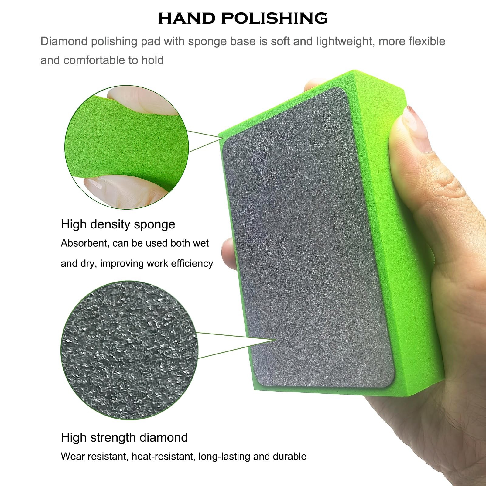 Diamond Polishing Pads 4 Pack 60/100/200/400 Grit Foam Backing Wet & Dry with