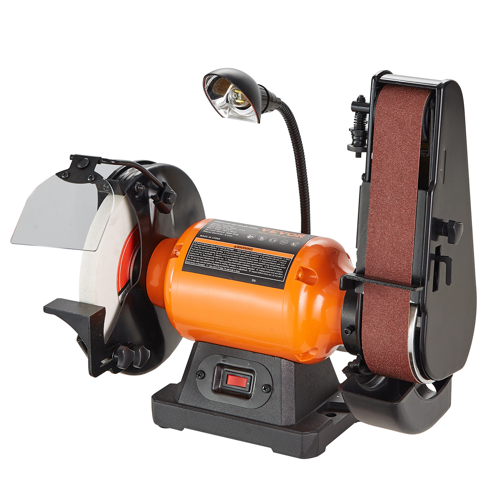 VEVOR Belt Grinder Sander Combo 8″ Bench Grinder and 2″x 28″ Belt 2.5A 3600RPM