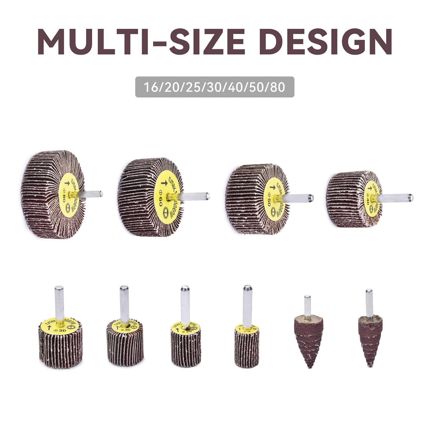 20 Pcs Flap Wheel Sander Set 80 Grit Sanding Wheel for Drill，1/4″ Shank Flap