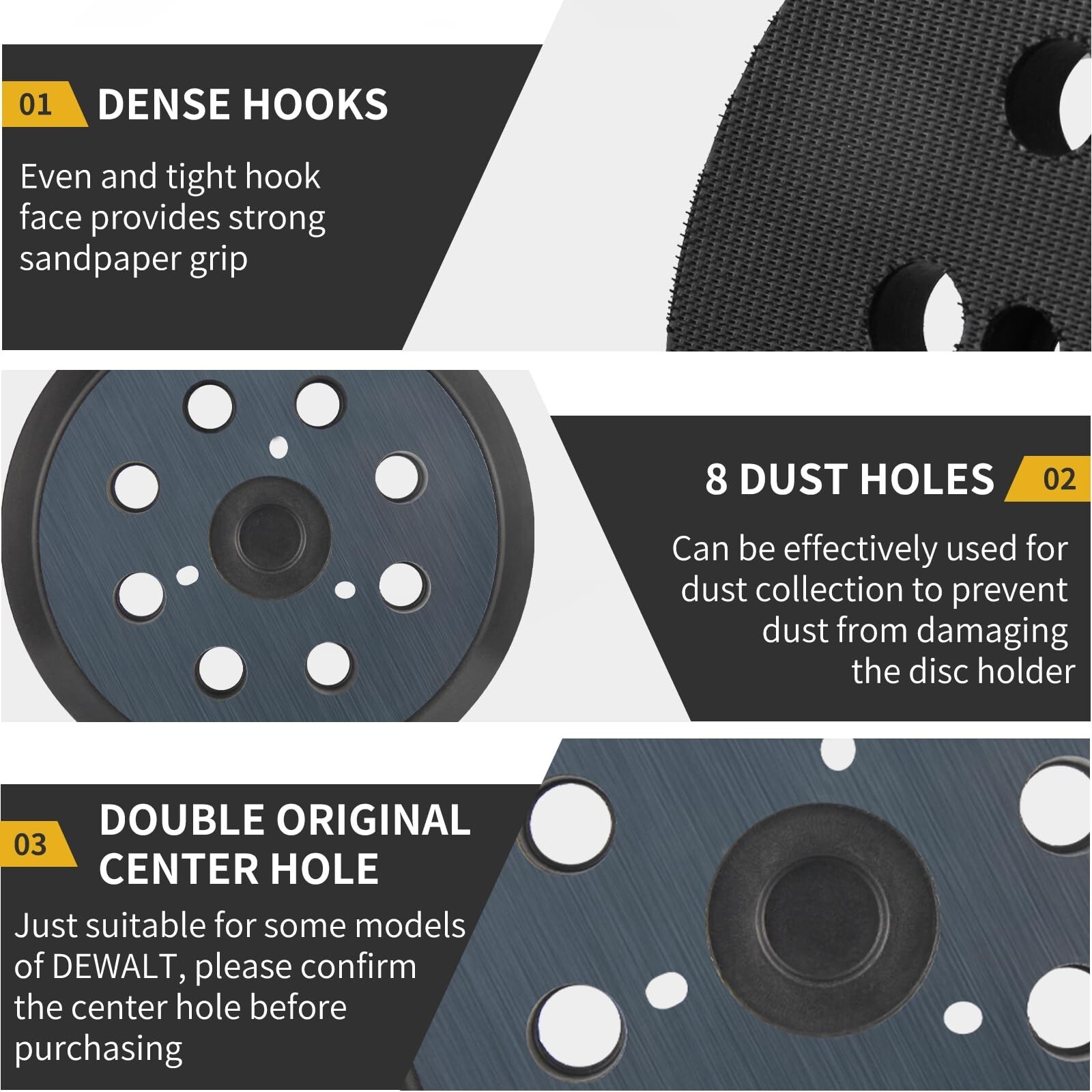 2 Pack 5″ 8 Hole Hook & Loop Replacement Sander Pads Compatible with Makita O…