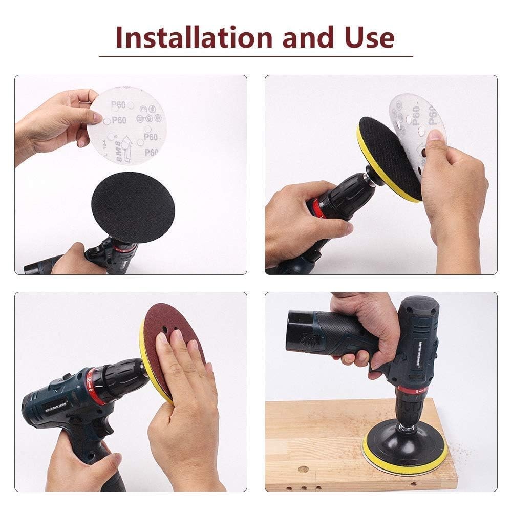AUTOTOOLHOME Drill Sanding Attachment, 80PCS 5 Inch Discs for 5 inch
