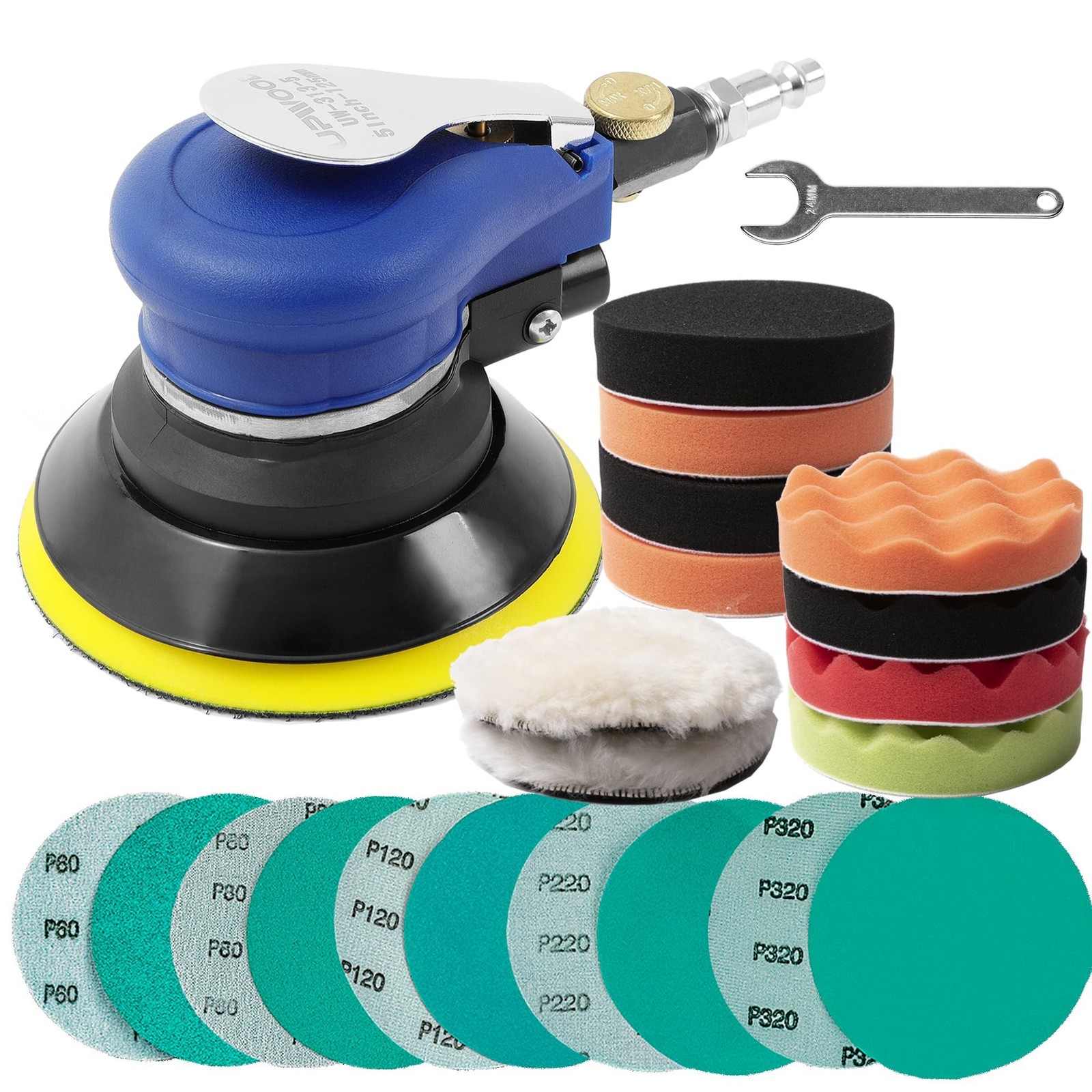 5 inch Air Random Orbital Sander for Auto Body Work, Pneumatic Palm Sander wi…