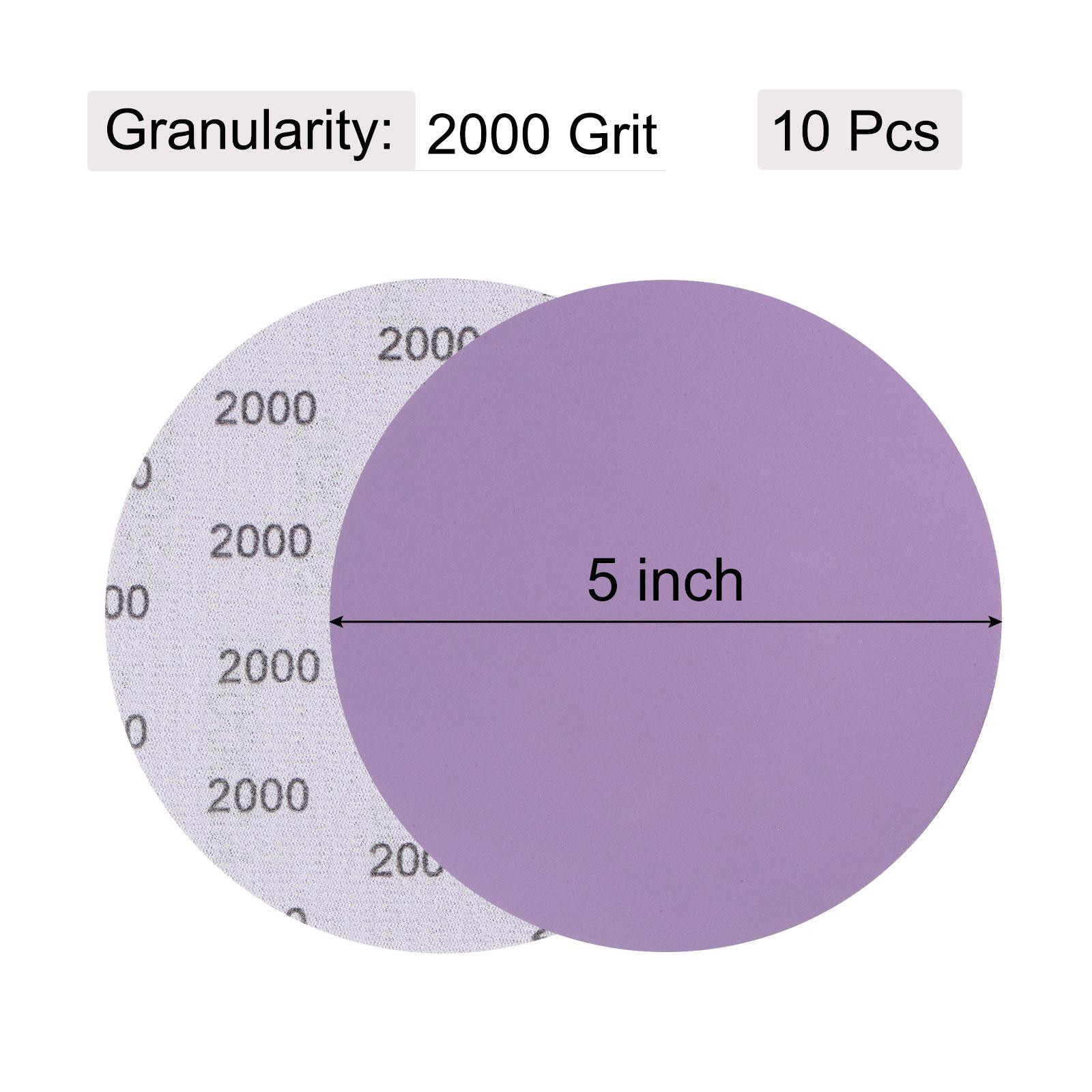 10Pcs 5-Inch Purple Sanding Discs 2000 Grit Hook & Loop Aluminum Oxide Sandpaper