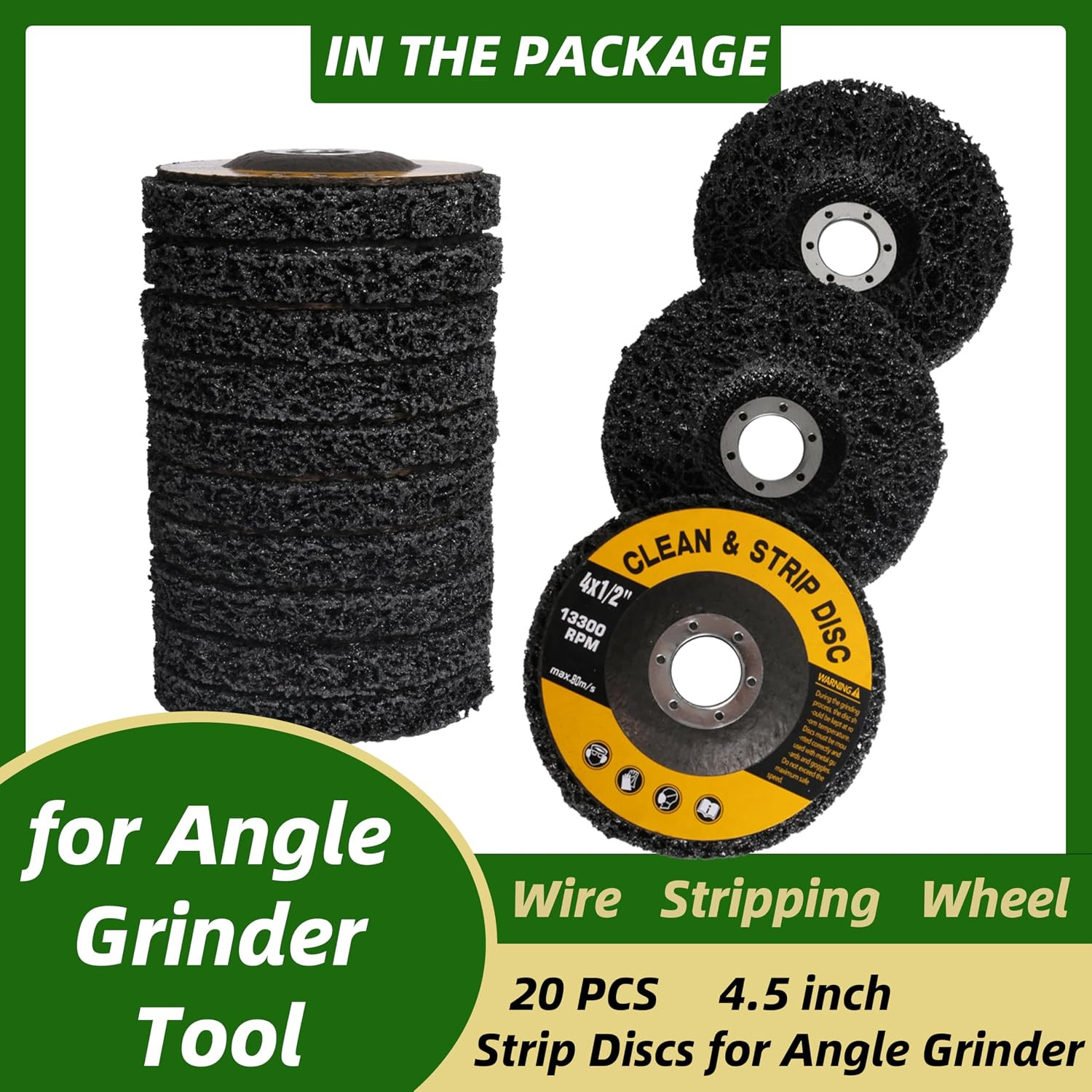 20 Pack 4.5″ Angle Grinder Strip Discs for Metal Paint & Rust Removal