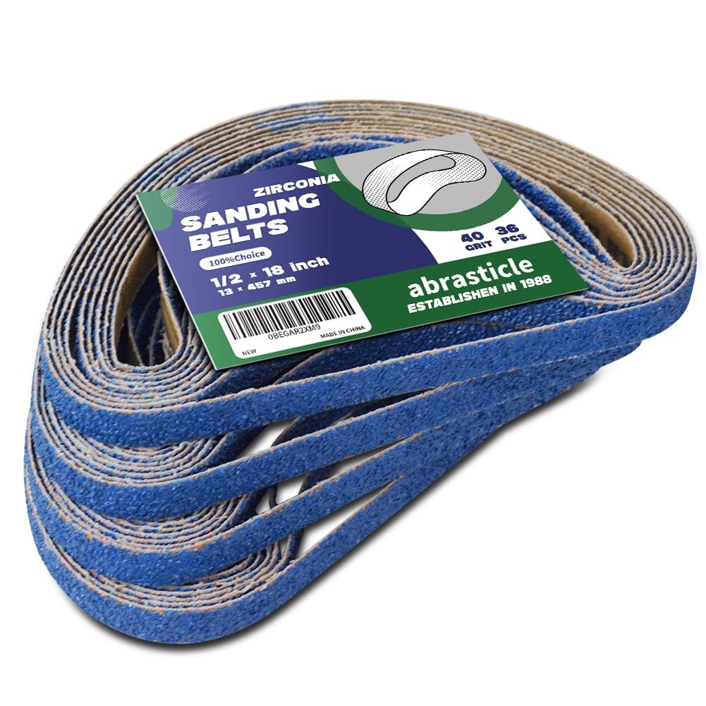 Zirconia Sanding Belts 1/2 x 18 Inch 36 PCS 40 Grit for Metal Polishing