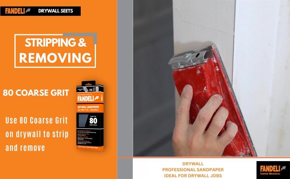 Multi Purpose Sanding Paper Grit 80 4-1/4 x 11 Inch Sheets For Drywall 25 PCS