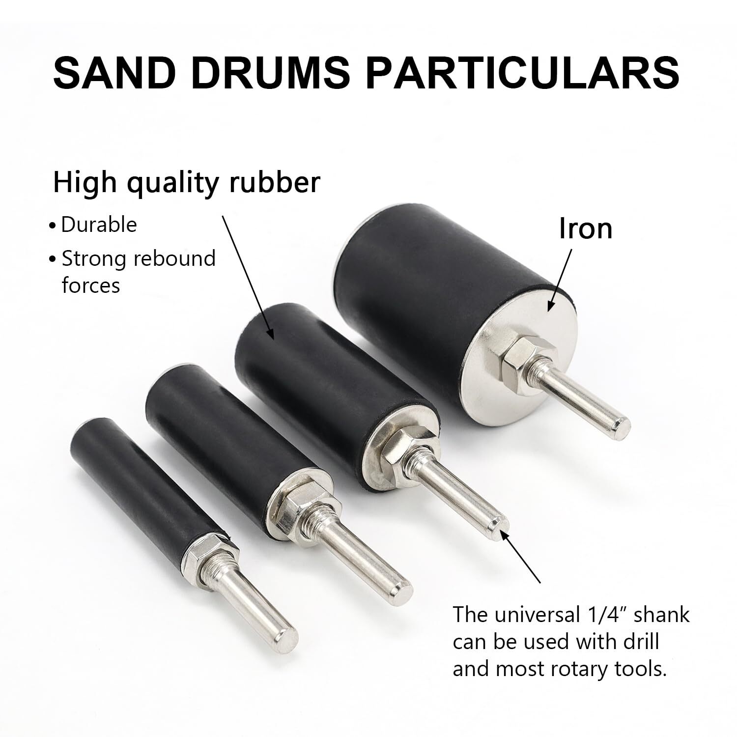 16 PACK 2″ LONG Sanding Drums and Sleeves Set with 1/4”Shank Sanding Drum Kit