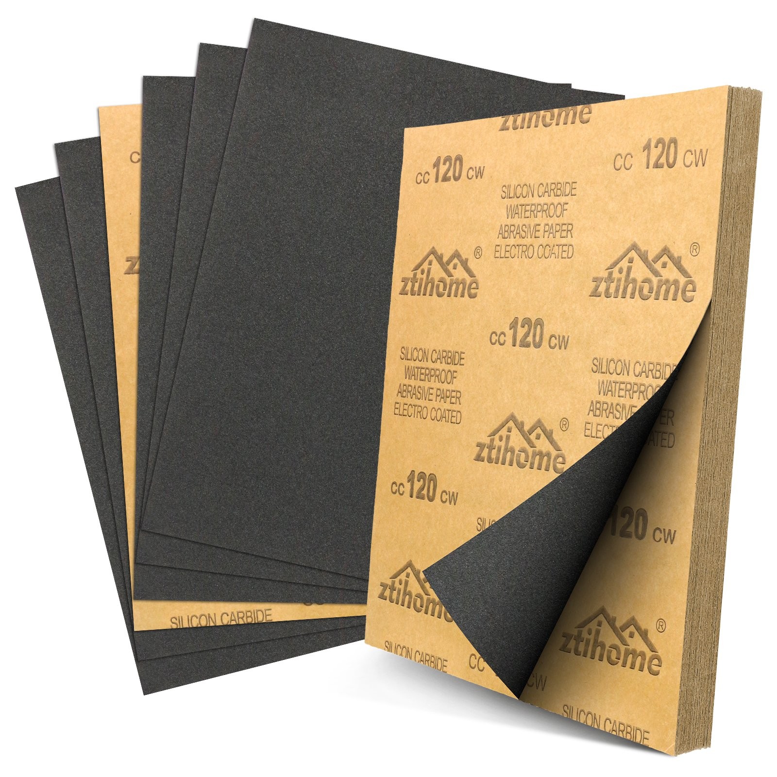 50x 9*11 Wet Dry Sandpaper Sheet Silicon Carbide 120 Grit Waterproof Automotive