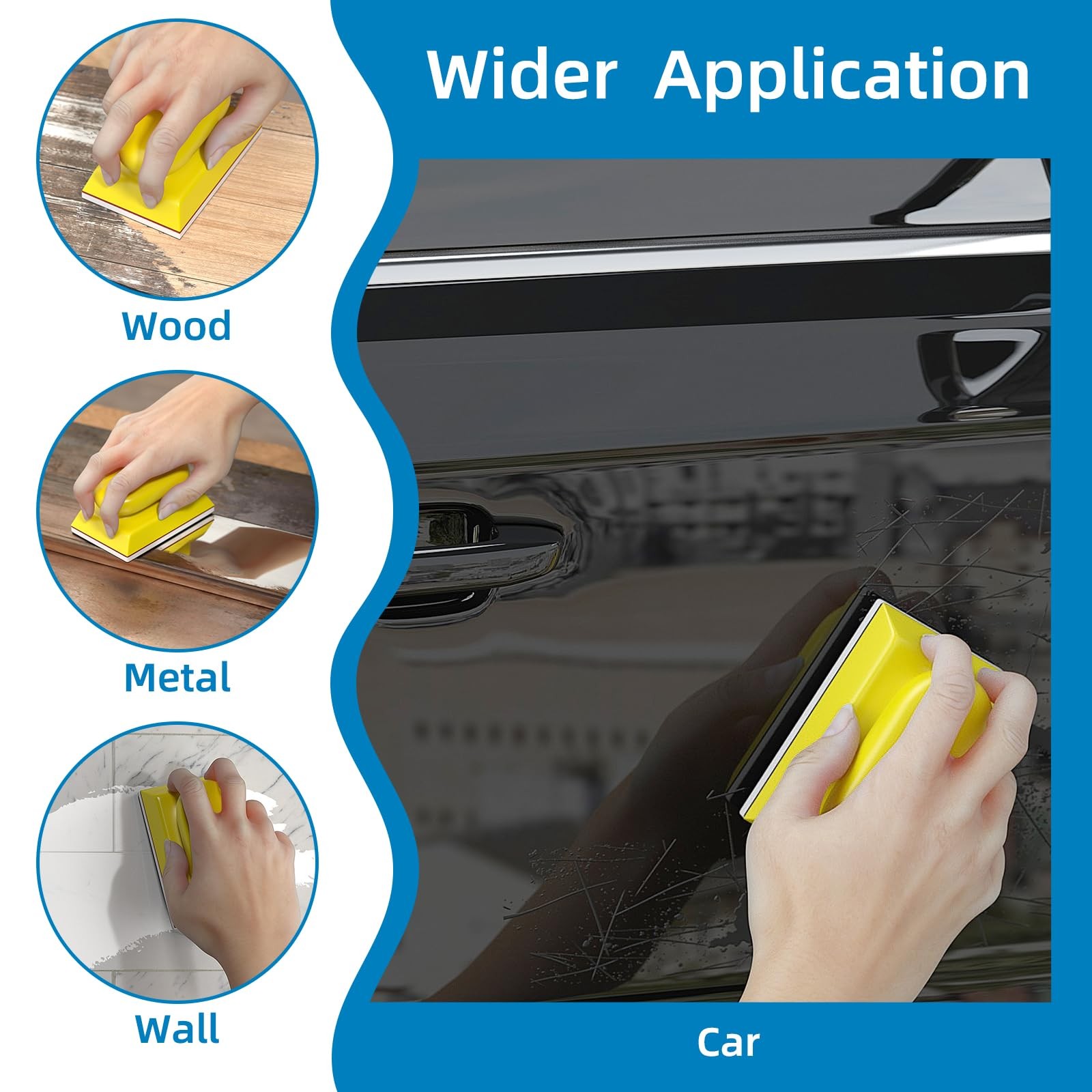 Sanding Sponge Set Reusable 3×4 Inch Wet Dry Foam Blocks Wood Furniture Metal