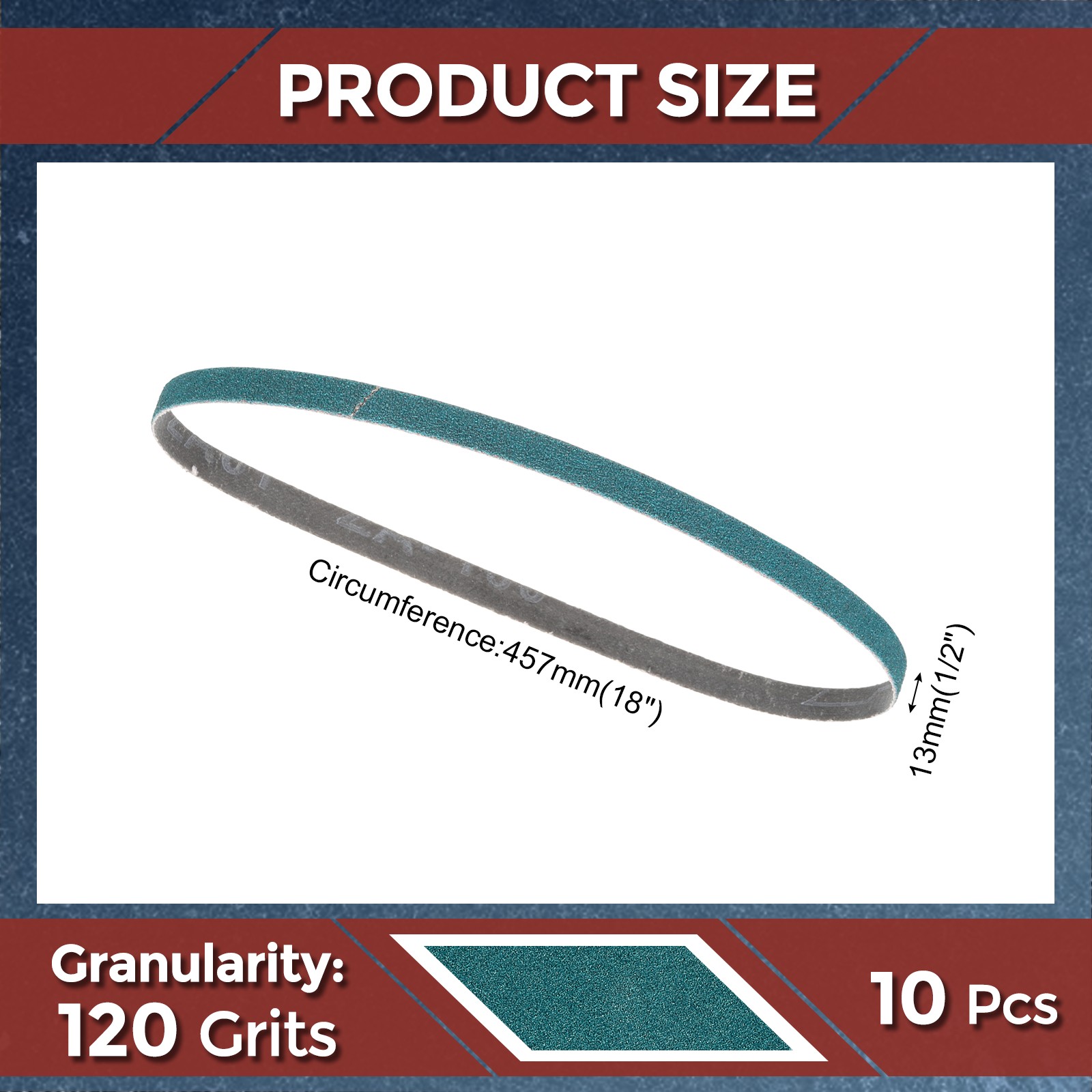 10Pack Sanding Belt, 1/2 x 18 Inch 120 Grit Zirconia Abrasive Belt