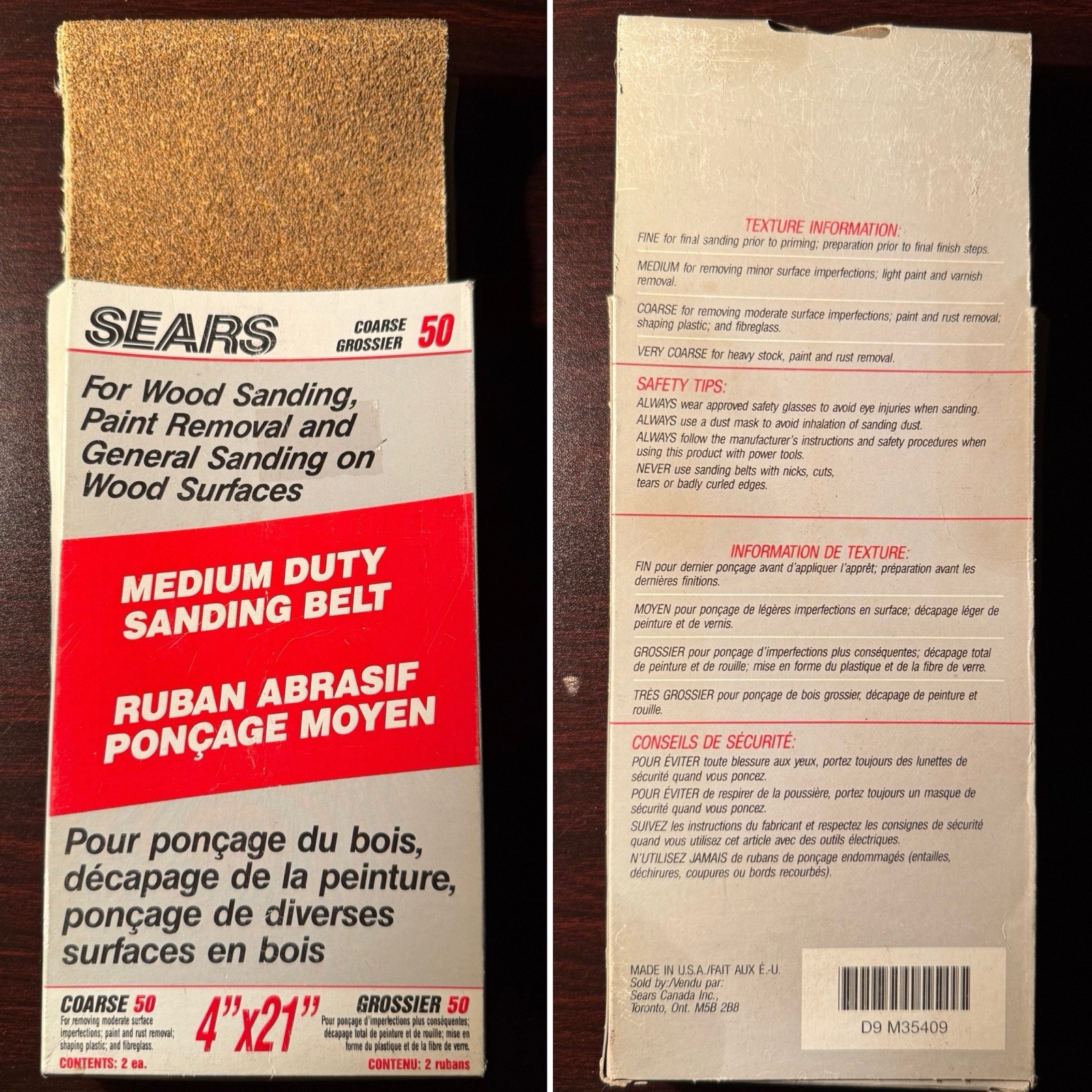 VTG Sears Medium Duty Sanding Belt Coarse Grit 4×21” 2 Pack (New In Box)