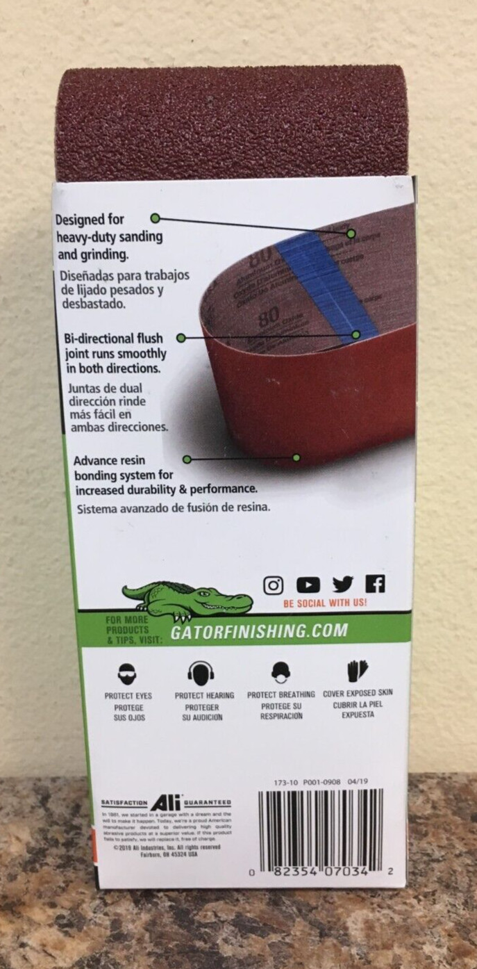Gator 7034 3 in. X 18 in. Sanding Belt 50 Grit Coarse 5 Pk