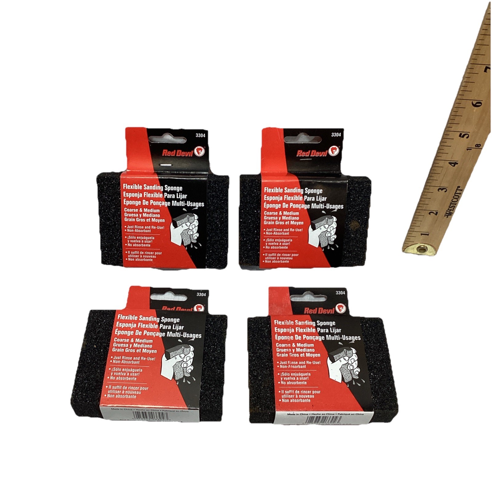 (4) Red Devil Sanding Sponge Dual Side Medium & Coarse