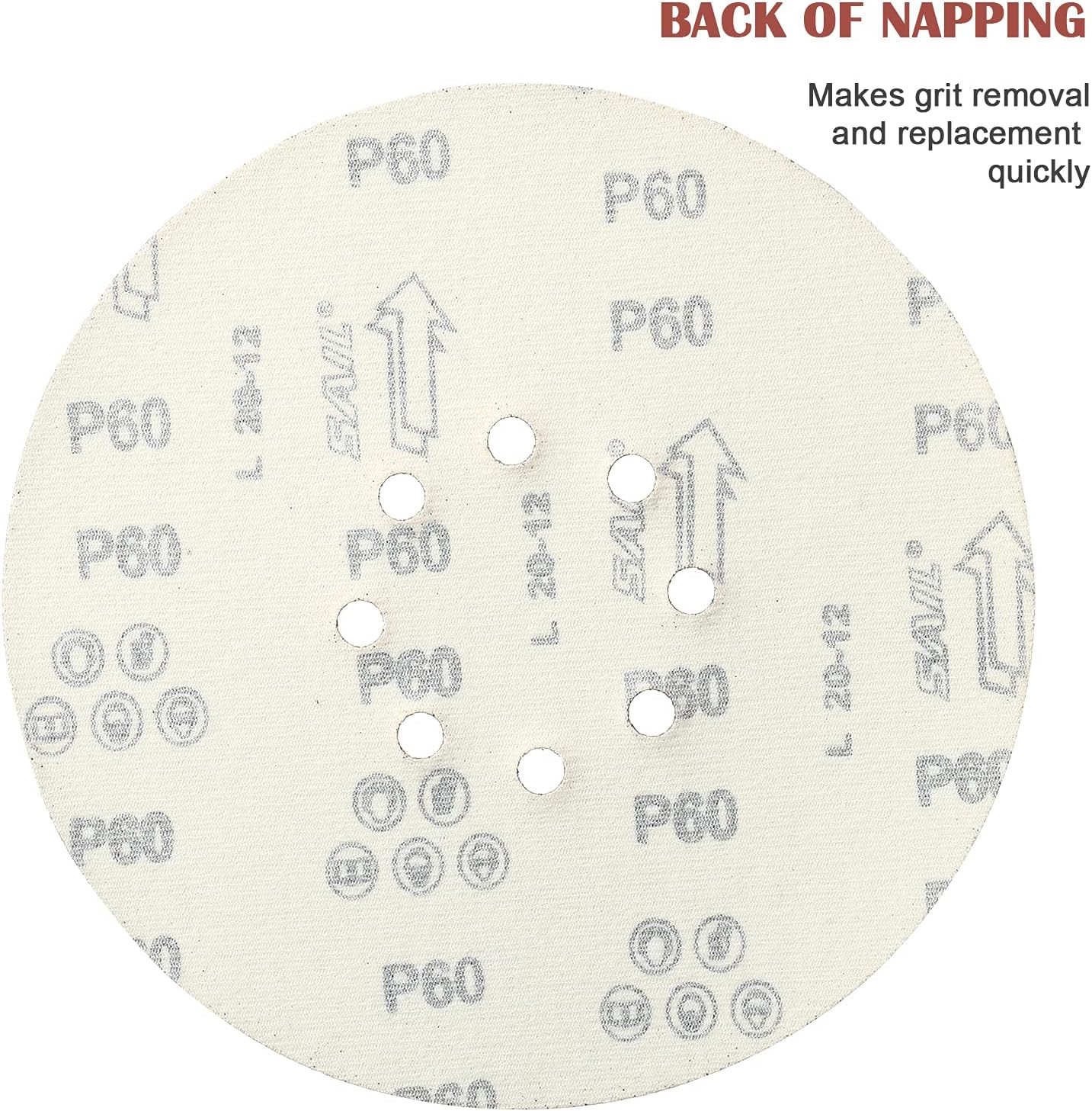 70 PCS 9 Inch Sanding Disc Hoop and Loop Sanding Disc Self Stick 8 Hole Sandp…