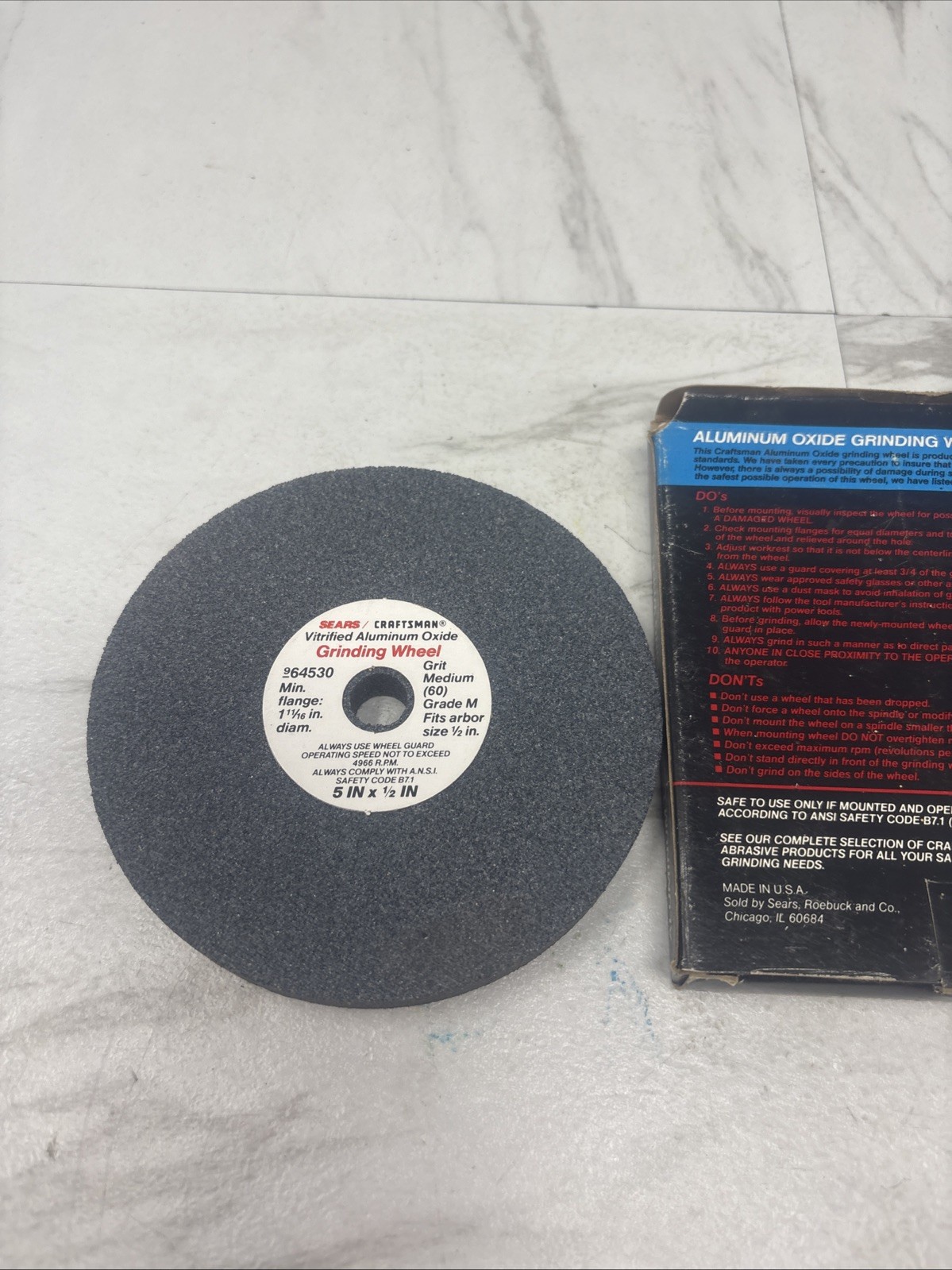 sears craftsman 964530 5 Inch X 1/2 Medium 60 Grinding Wheel