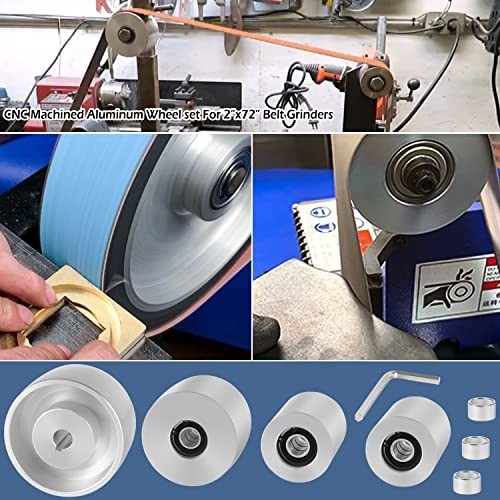 2×72 Belt Grinder Wheel Set for Knife Making – 4″ Drive, 5/8″ Bore, 3″ Track, 2″