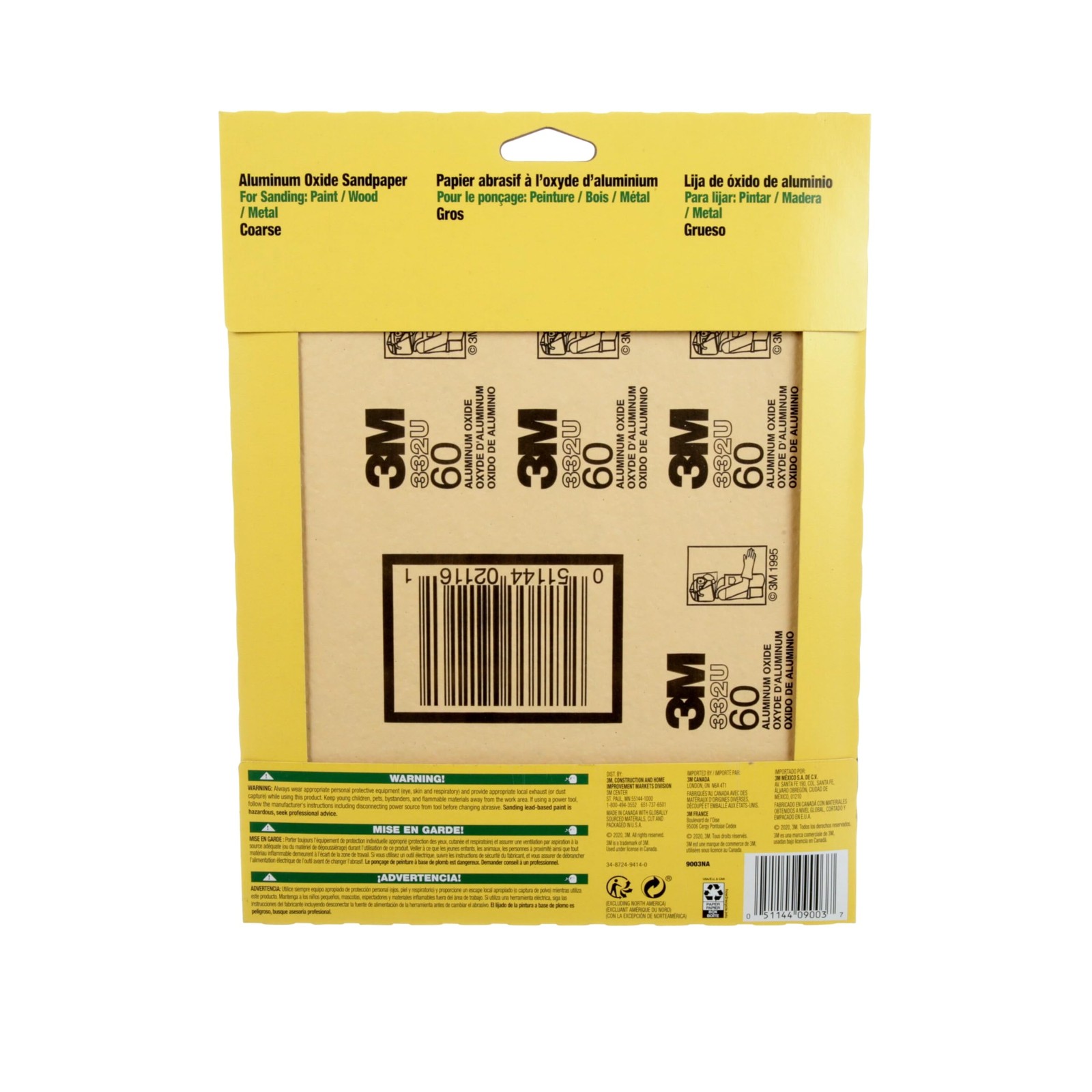 3M Sandpaper, 60 Grit, 4 Sheets, 9 in x 11 in, Sands 9 x 11 Gold