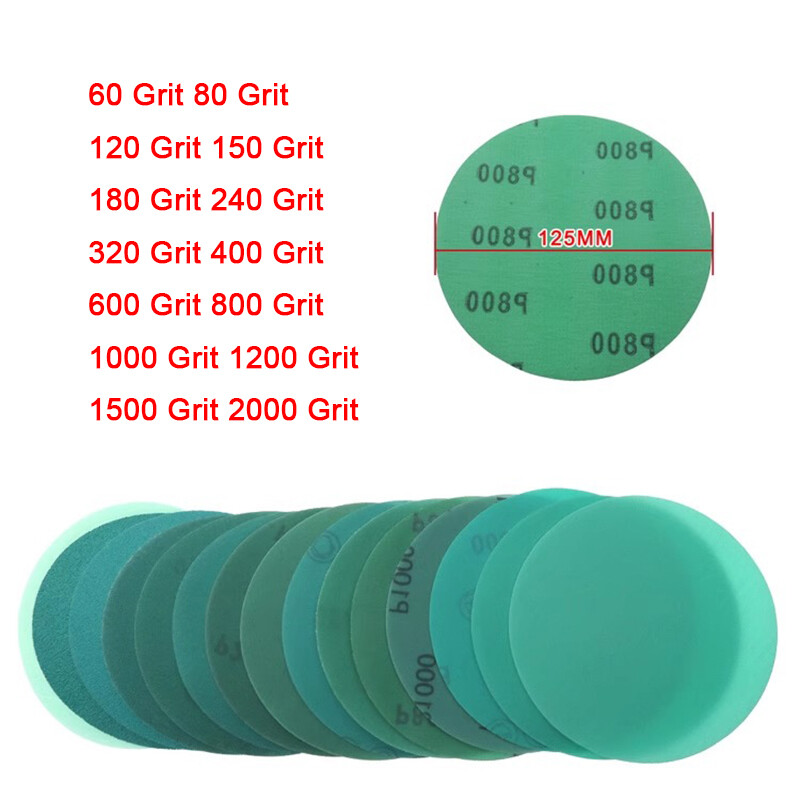 125mm 5inch Wet & Dry Sanding Discs Sandpaper Film Pads Hook & Loop 60-2000 Grit